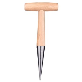 Hand Tools Traditional Garden Wood and Stainless Steel Punch, Hand Dibber with Light Weight Wooden Handle for Garden Planting Seeds
