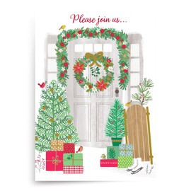 Designer Greetings Christmas Party Fill-In Invitation Cards, Christmas Morning (24 Foil-Embossed Invitations and Envelopes) – Perfect for Holiday Parties, Events, Celebrations, Exchange