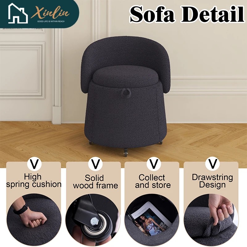 Versatile 23\" Pink Teddy Fleece Storage Stool Free Shipping Multi-Functional