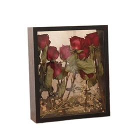 Wooden Dried Flower Photo Frame Dried Flower Display Stand Decorative Floating Photo Frame DIY Display Box, Suitable for Dried Flowers, Specimens, Handicrafts, Baby Souvenirs and Photos (Black)