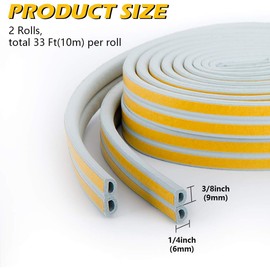 CloudBuyer Door Weather Stripping, Soundproof Insulation Seal Strip for Windows with Self-Adhesive Protection (Grey, 33Ft)