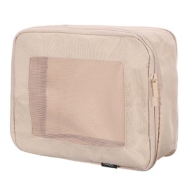 sourcing map Compression Packing Cube for Suitcases 26x23x13cm Lightweight Luggage Organizers Bag Travel Essentials Compression Bags for Carry on Suitcases, Beige