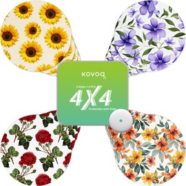 Kovoq Libre 3 Sensor Covers Waterproof, 16 Pack Patterned Patches with Reusable Hardshell Cover, Trusted Protection for Freestyle Libre 3 and Plus, Breathable & Sweatproof, Tin Case, Sunflowers