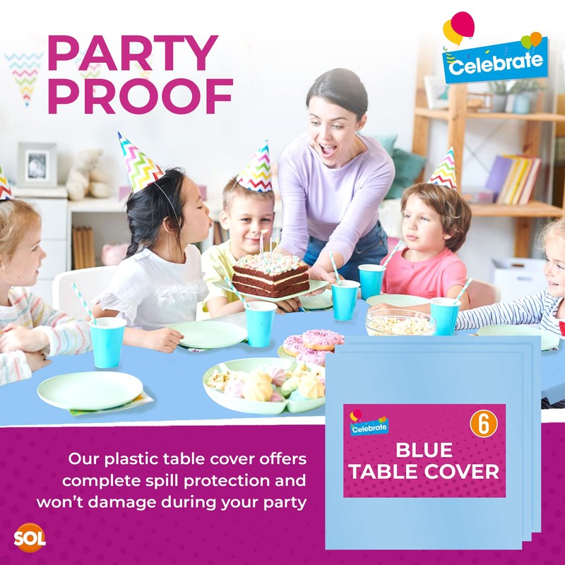 SOL 6pk Blue Table Cloths Party | 121 x 121cm