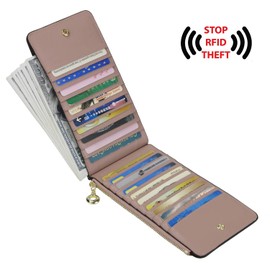 YALUXE Women's RFID Blocking Genuine Leather Wallet Billfold Credit Card Holder Organizer with Zipper Pocket for Phone