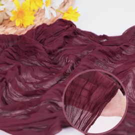 Snowkingdom 13Ft Burgundy Cheesecloth Table Runner, 160 inch Long Red Cheese Cloth Boho Rustic Gauze Runner for Wedding Bridal Baby Shower Birthday Christmas Sheer Home Table Decorations