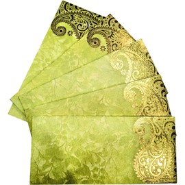 Shagun Envelopes Designer Set Money Cash Gift Envelope (Pack of 5) for Indian Wedding/Engagement/Diwali/Birthday/Anniversary (Green)