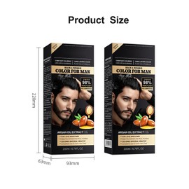 Black Hair Dye Shampoo, 3-in-1 Black Hair Dye Shampoos, Natural Hair Dyeing Shampoos for Men and Women, Grey Coverage & Care in One, Sham Poo Against Grey Hair, 200 ml