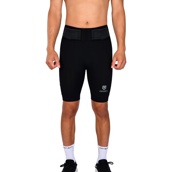 SWORTS Core Men's Running Compression Shorts, Premium Compression Shorts for Healthy Running (Short Tights), all black