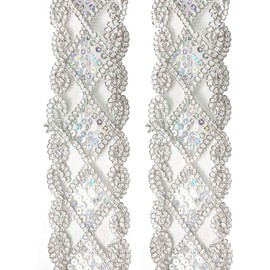 Qililandiy 10 Yards Lace Borders with Sequins Edging Border Ribbon Appliqué 9 m x 5 cm for Clothing Curtain Table Runner DIY Decoration Silver