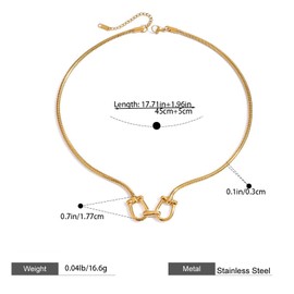 HDKXBEJ Gold Fashion Double Loop Pendant Necklace Dainty Horseshoe Charm Necklace for Women Stainless Steels Summer Accessories Minimalist Jewelry Gifts for Women, L: 0.7 inch, Stainless Steel, No
