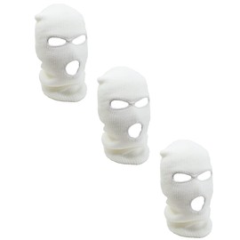 Ski Mask Knit Three Hole Mask Full Face Cover Knitted Balaclavas Warm Hat Adult Winter Hats (White, 3)
