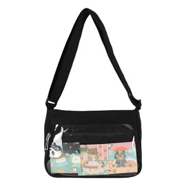 Harugio Pain Bag, Shoulder Bag, Showing Bag, Transparent, Vinyl, Pushing Bag, Mini, Pain Bag, Small Size, Thrusting Bag, Cute, Popular, Black, White, Black, Black