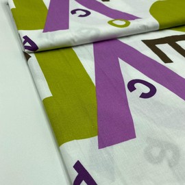 Kt KILOtela Printed Fabric Sold by the Metre - Cotton and Polyester - Width 270 cm - Bed Linen, Decoration, Crafts, Letters - Green, Brown, Purple
