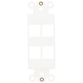 Morris 88118 Decorative DataComm Frame for Keystone Jack and Modular Inserts, 4 Ports, White, 1-Pack