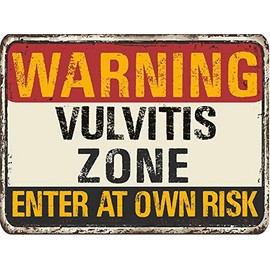 Vulvitis Warning You are Entering Zone Rustic Vintage Look 6" Wide Decal Bumper Sticker for use on Any Smooth Surface
