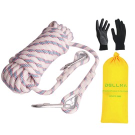 Dellna Outdoor Static Climbing Rope for Adults - High Strength Rope for Rock Climbing, Tree Climbing, Hiking, Arborist, Rescue & Camping - White(10m/32ft, 20m/64ft, 30m/96ft)