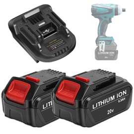 JYJZPB 2 Pack 6.5Ah Replace Battery for De walt 20V MAX Battery, and 1Pack for Milwaukee 18V & for De walt 20V Adapter, Convert Milwaukee M18 & De Walt 20v to Makita 18V Battery