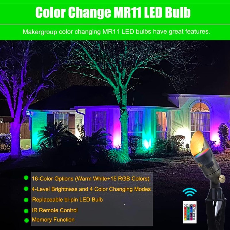 Makergroup RGB MR11 LED Bulbs Color Changing, GU4 MR11 Halogen