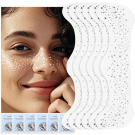 6 Silver Glitter Freckles Face Tattoo Makeup Patches - Waterproof, Long-Lasting, Easy to Apply & Remove, Perfect for Festivals, Parties, and Special Occasions