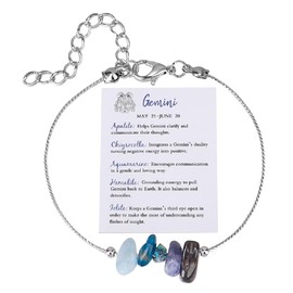 COLORFUL BLING Healing Crystal Zodiac Bracelet for Women Spiritual Crystal Zodiac Sign Beaded Bracelets Natural Stone Chakra 12 Constellation Bracelet Horoscope Jewelry Birthday Gift -Gemini