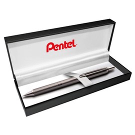 Pentel BL407MA-BOX EnerGel Sterling Liquid Gel Rollerball Pen in Gift Box, Anthracite Case, Line Width 0.35 mm, Ball Diameter 0.7 mm, Ink Colour Black, Pack of 1