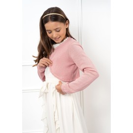 BlackButterfly Girls' Long Sleeve Bolero Sparkle Cardigan Children (Pale Pink, 13-14 Years)