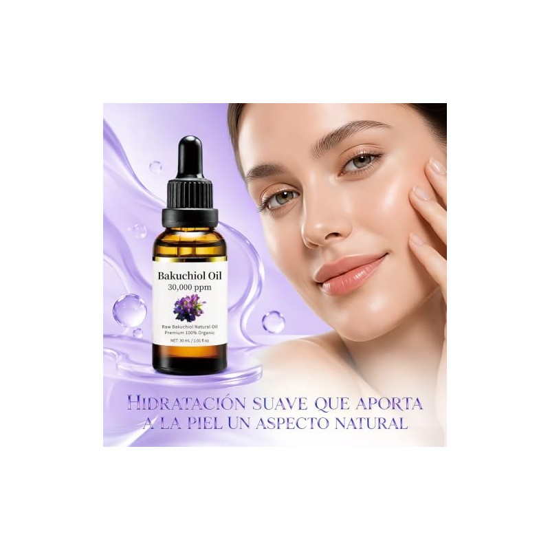 2PCS Aceite de Bakuchiol 30,000 PPM, Sérum Facial
