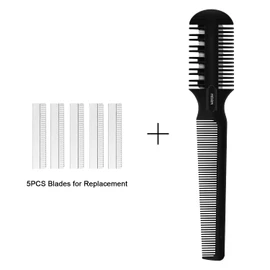 Hair Cutting Comb - Double Edge Razor for Thin and Thick Hair Trimming and Styling with 5 PCS Spare Blades