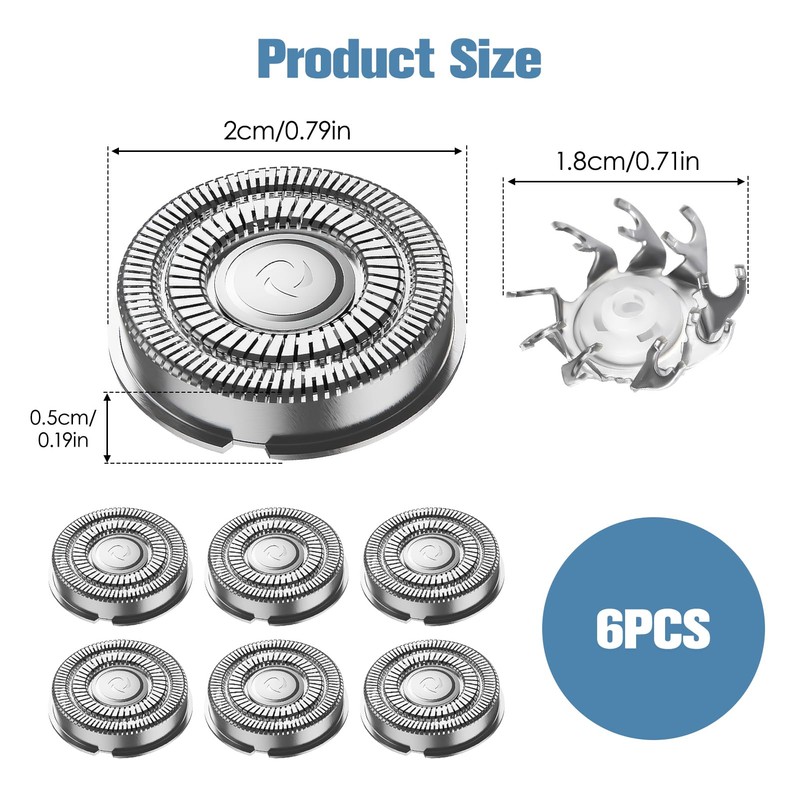 Replacement Shaving Heads Pack of 6, Compatible with Series 1000,