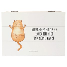 Mr. & Mrs. Panda 22 x 15 cm Wooden Box Cat Hugging - Gift, Kitty, Cat Motifs, Cat Lovers, XXL, Memory Box, Love, Cats