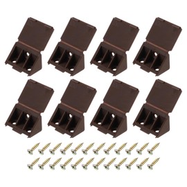 QUARKZMAN Pack of 8 90 Degree Plastic Corner Brackets, 22 x 42.5 x 22 mm Shelf Brackets with Screws for Cabinets, Cabinets, Brown