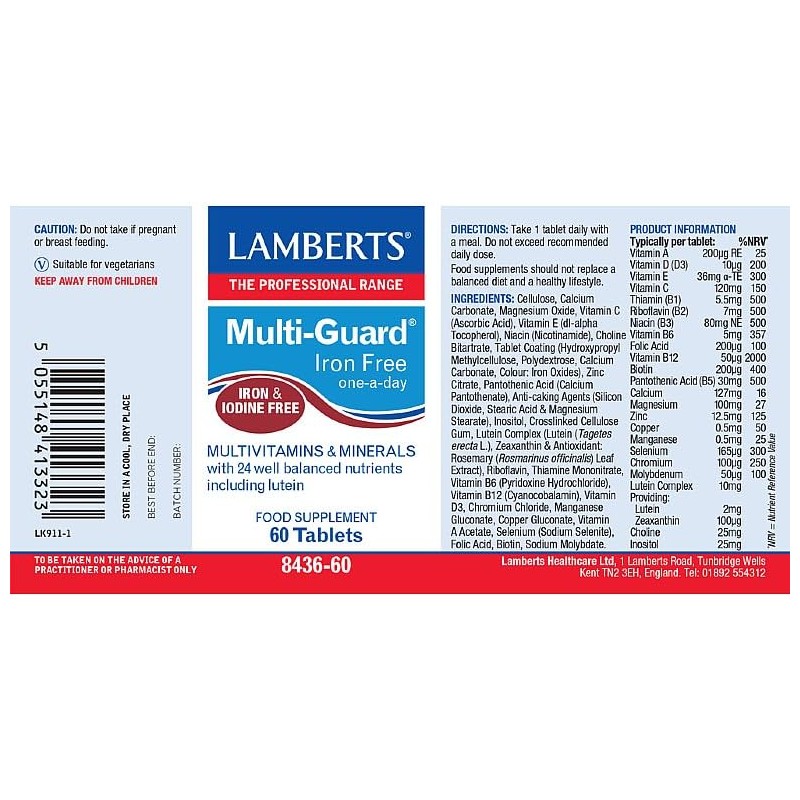 Lamberts Multi-Guard Iron Free Formula 60 Tablets