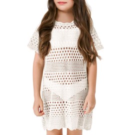 Amarmia Girls Swim Cover Up Crochet Bathing Suit Cover Ups Short Sleeve Summer Beach Dress