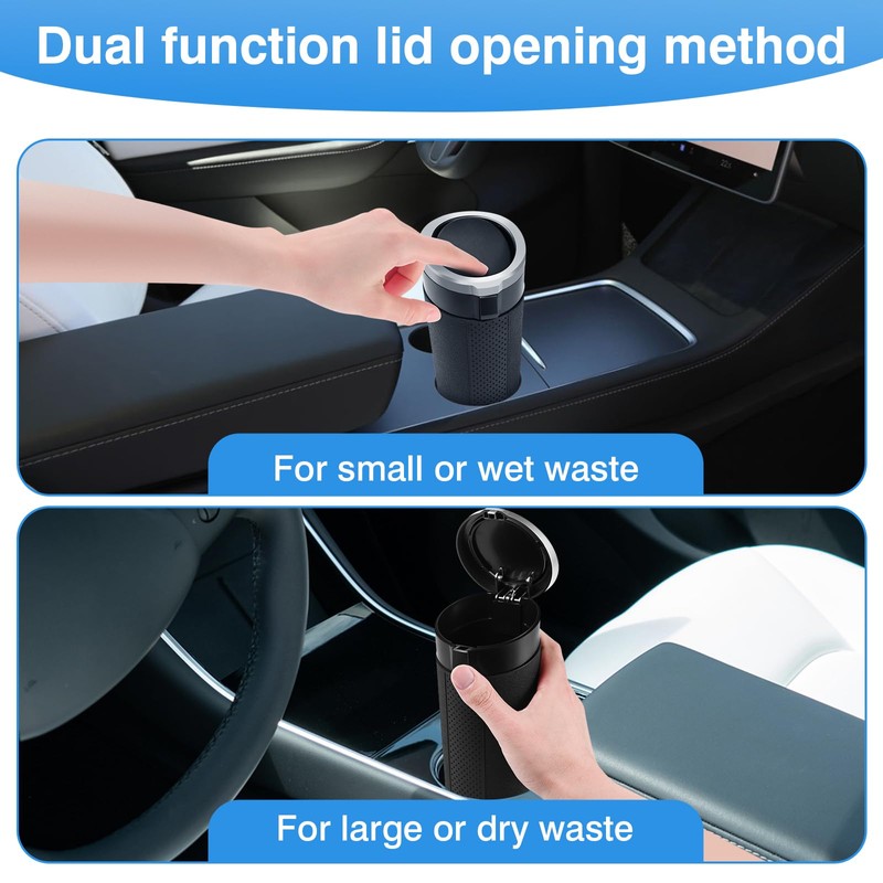 Car Trash Can Bin with Lid, 2 Packs Mini Leakproof