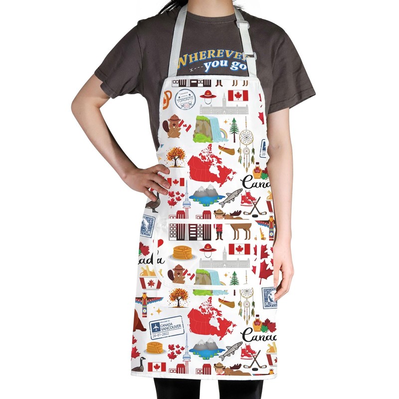MYSOMY Canada Cooking Apron Canadian Kitchen Apron Canada Maple Leaf