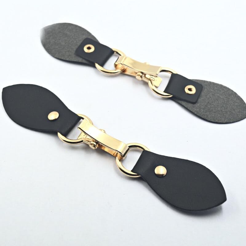 Black Leather Sew-On Coat Buckle Vintage Leather Toggle Buttons Sewing