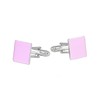 Rhodium Plated Pink Enamel Cufflinks 12 x 12 mm