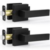 Estmoon 2 Pack Passage Door Levers, Matte Black Door Knobs