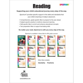 Spectrum Reading Comprehension Grade 5 Workbooks, Ages 10 to 11, 5th Grade Reading Comprehension, Nonfiction and Fiction Passages, Summarizing Stories and Identifying Themes - 174 Pages