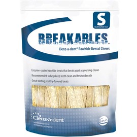 Breakables Clenz-A-Dent Rawhide Dental Chews, 15Ct (Small)