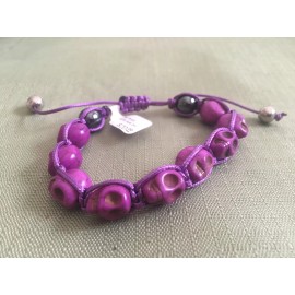 Unbranded Skull Head Resin Friendship Adjustable Bracelet Pink Or Purple NWT P10