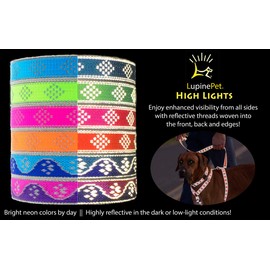 Lupine Reflective Step in Dog Harness 1" Wide Pink Diamond with 19-28" Girth