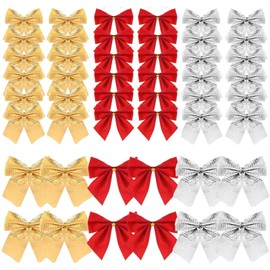 SIMBLOOM Pack of 150 Mini Bows Christmas Tree Gold Silver Red Small Christmas Bows Ready Bows Christmas Tree Bow Christmas Tree Decoration