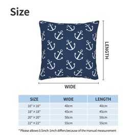 Duduho Anchors Throw Pillow Cover Set of 2 Decorative Square Pillowcase Navy Blue Nautical Ocean Theme Throw Cushion Case for Bedroom, Living Room, Sofa, Couch and Bed, 20x20 Inch