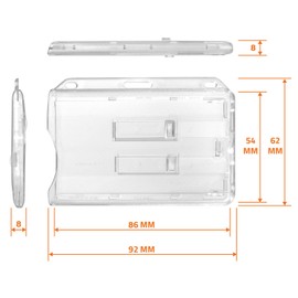 Karteo® ID Card 2 Cards Plastic Hard Plastic Clear Cover for ID Cards Service ID Credit Card Bank Card Health Cards with 2 Sliders Polycarbonate Horizontal (ID Card Case Card Case ID Holder Card Holder Card Case Holder, transparent