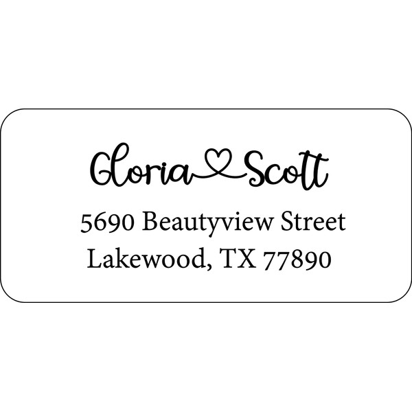 Atelier Elegance Custom Address Labels, Any Name, Any Address, Heart