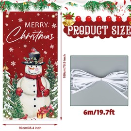 Christmas Snowman Door Cover Merry Christmas Door Decor Snowman Front Door Banner Backdrop Christmas Door Decorations for Front Door Porch Xmas Holiday Party Supplies, 70.9 x 35.4 Inch