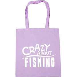 Hippowarehouse Crazy About Fishing Tote Shopping Gym Beach Bag 42cm x38cm, 10 litres
