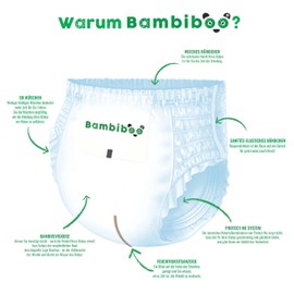 Bambiboo Skin-friendly disposable nappies with fine bamboo fibres, baby nappies, disposable nappies, protection for sensitive skin, very absorbent, size 6 (XXL), pack of 15
